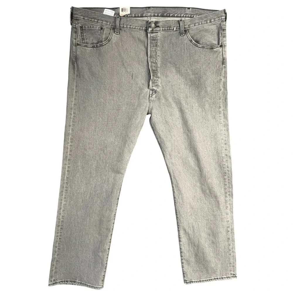 Levi's 501 Original Jeans 44x30 Gray Straight Leg Button Fly Stretch Denim New